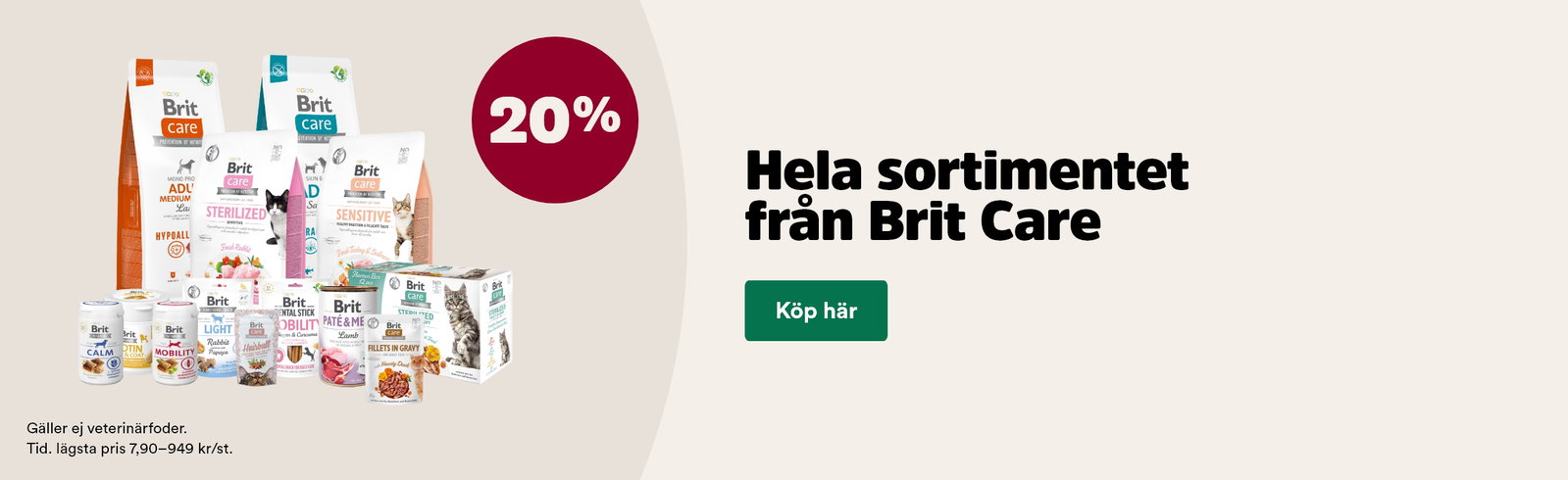 20% p&aring; allt fr&aring;n Brit Care t o m 31 maj, visa produkter