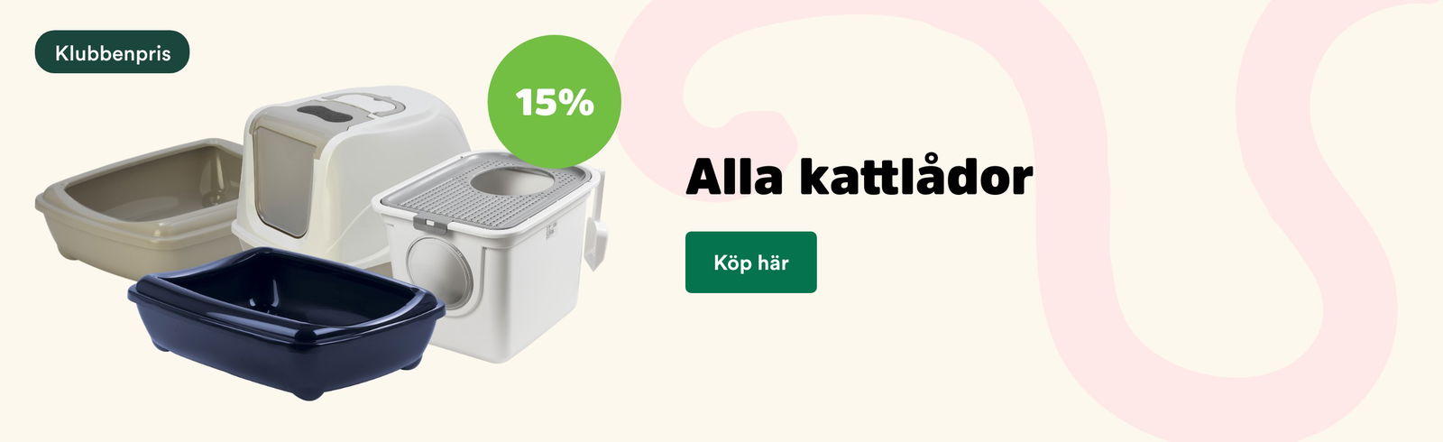 15% på kattlådor t o m 30/9 2025, visas på Arken Zoo katt