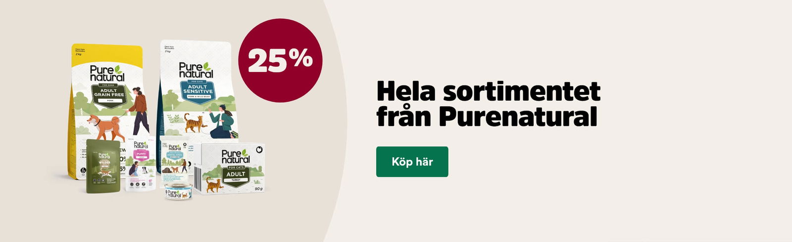25% på Purenatural hela sortimentet till hund och katt t o m 26/10 - köp här