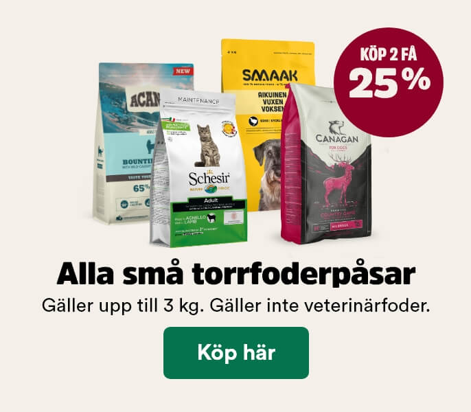Sm&aring; torrfoderp&aring;sar - k&ouml;p 2 och f&aring; 25% rabatt t o m 1/2 2026