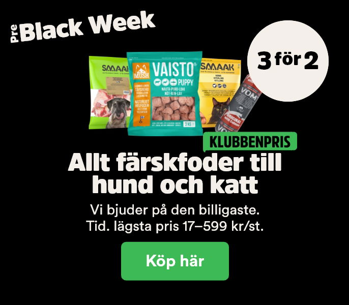 3 för 2 på färskfoder hela sortimentet för klubbenmedlemmar t o m 23/11. köp här