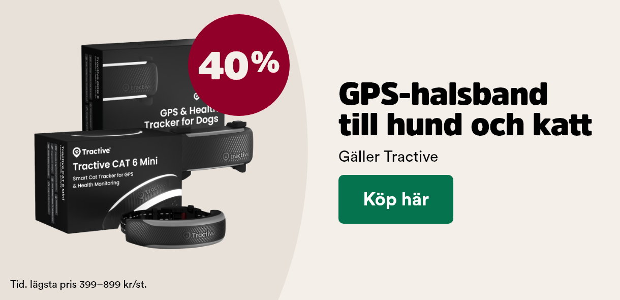 40% p&aring; Tractive gps till hund och katt t o m 28/6 - visa produkter