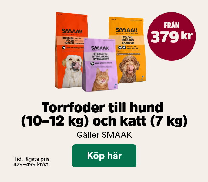 SMAAK torrfoder fr&aring;n 379 kr, stora p&aring;sar till katt och hund t o m 28/6 - visa produkter