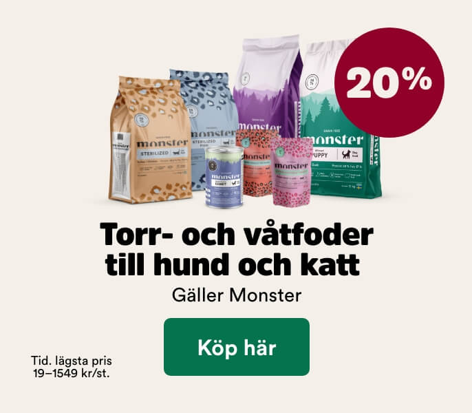 20% p&aring; Monster foder till hund och katt t o m 30/8 - k&ouml;p h&auml;r