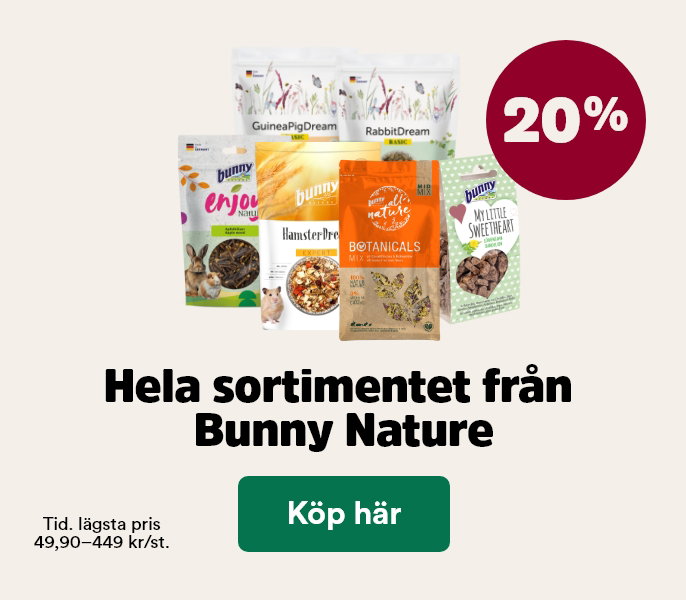 20% p&aring; Bunny Nature f&ouml;r sm&aring;djur t o m 31 maj, visa produkter