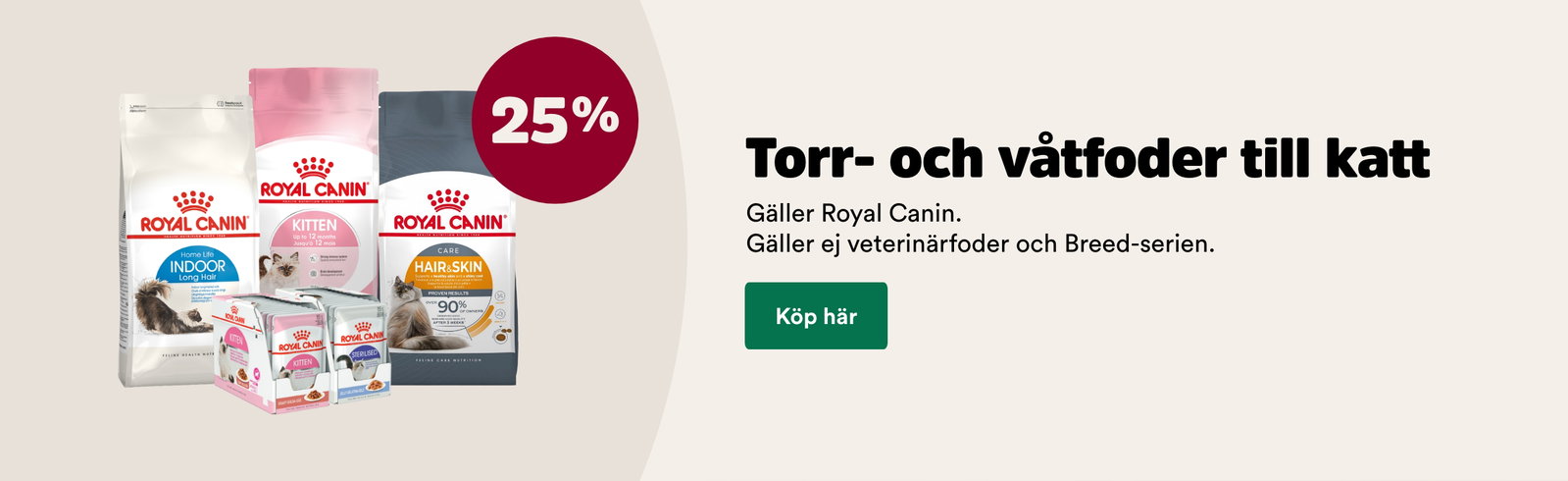 25% p&aring; Royal Canin kattmat t o m 11 oktober, k&ouml;p h&auml;r