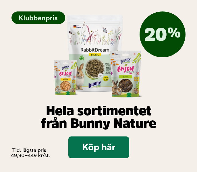 20% p&aring; Bunny Nature f&ouml;r sm&aring;djur t o m 2 augusti, k&ouml;p h&auml;r
