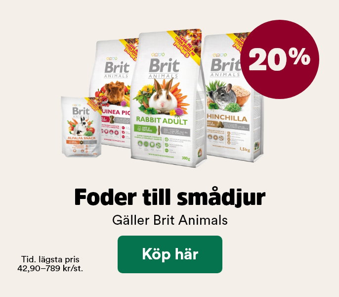 20% p&aring; Brit Animals till sm&aring;djur t o m 31 maj, visa produkter