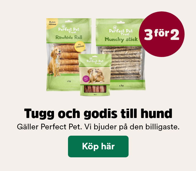 3 f&ouml;r 2 p&aring; Perfect Pet tuggben och hundgodis t o m 1/3 - k&ouml;p h&auml;r