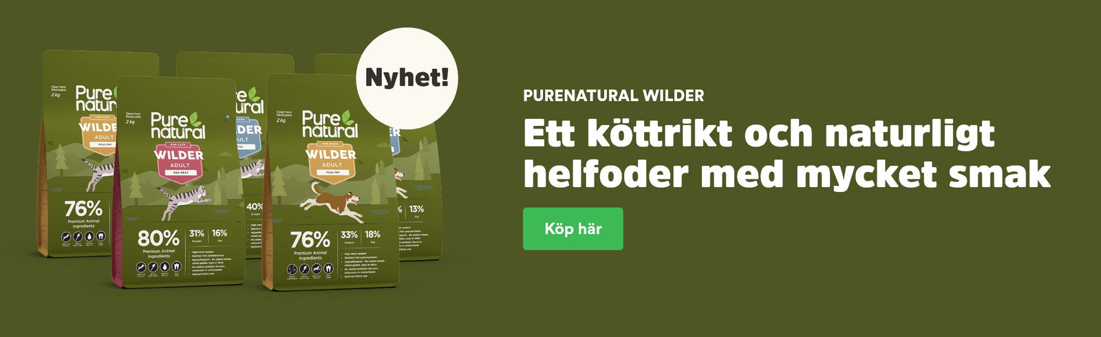 Nosa p&aring; nya Purenatural Wilder, k&ouml;ttrikt foder till hund och katt - till Purenatural