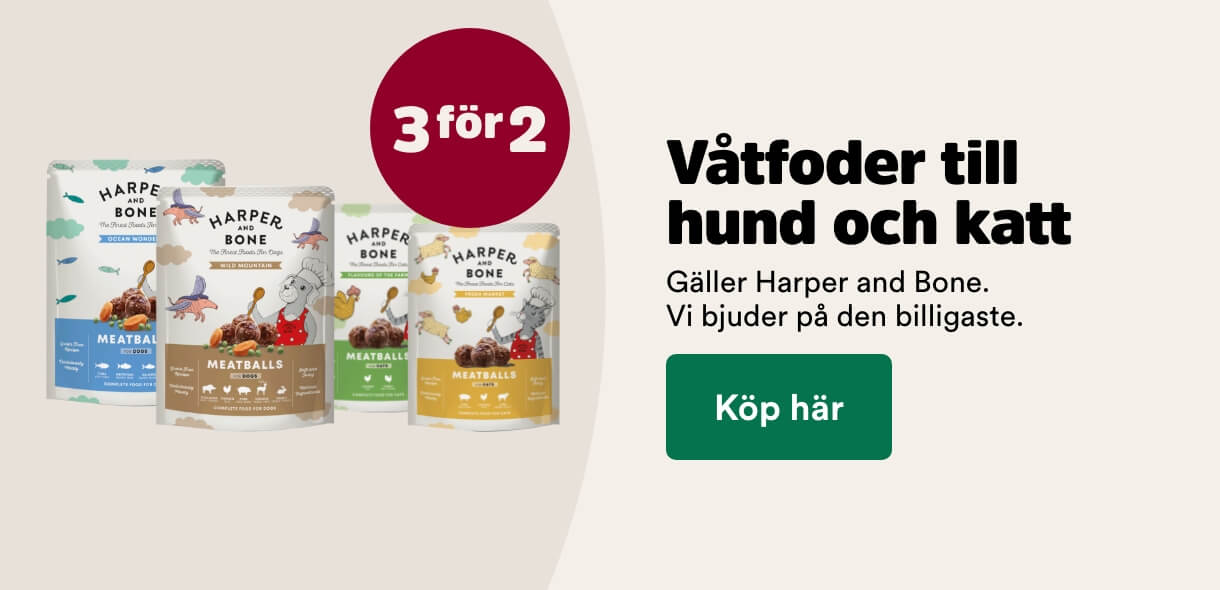 3 f&ouml;r 2 p&aring; Harper and Bone v&aring;tfoder till hund och katt t o m 30/8 - k&ouml;p h&auml;rr