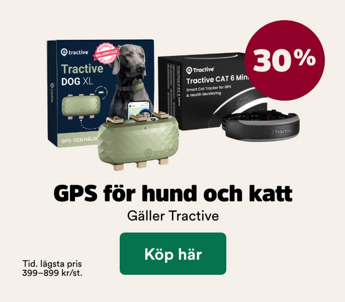 30% p&aring; Tractive GPS till hund & katt t o m 30/8 - k&ouml;p h&auml;r