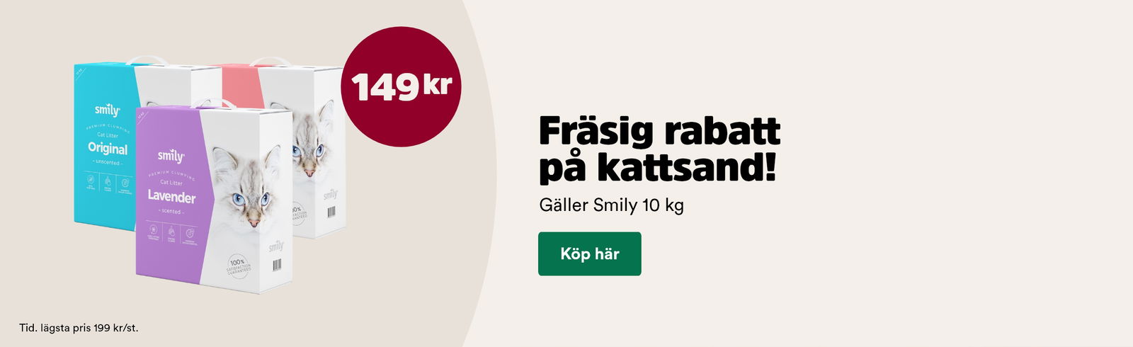 149 kr f&ouml;r Smily Kattsand 10 kg t o m 1/3 - k&ouml;p h&auml;r