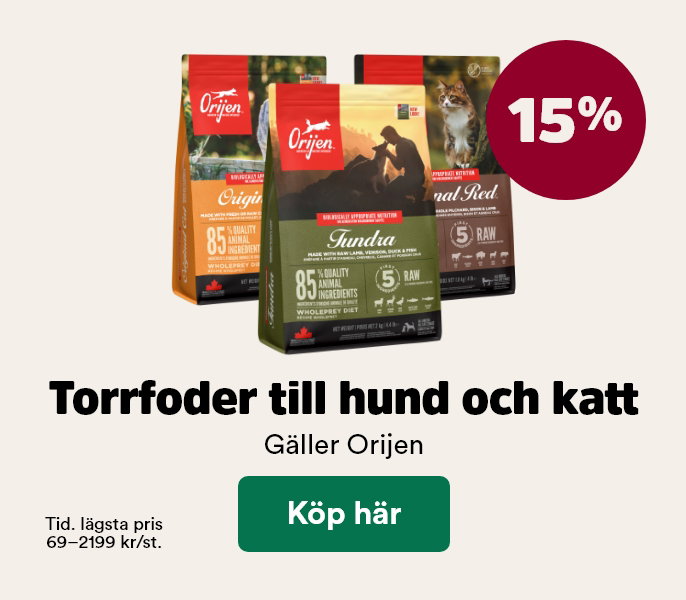 15% p&aring; Orijen torrfoder till hund och katt t o m 2 augusti, k&ouml;p h&auml;r