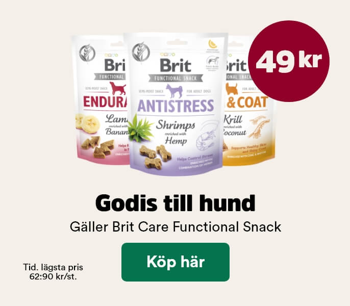 49 kr f&ouml;r Brit Care Functional snack hundgodis t o m 3 maj, visa produkter