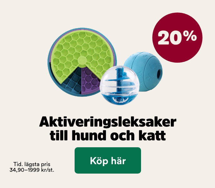 20% p&aring; aktiveringsleksaker till hund och katt t o m 1 november, k&ouml;p h&auml;r