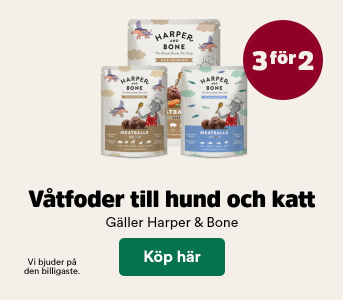 3 f&ouml;r 2 p&aring; Harper and Bone v&aring;tfoder till hund och katt t o m 31 maj, visa produkter