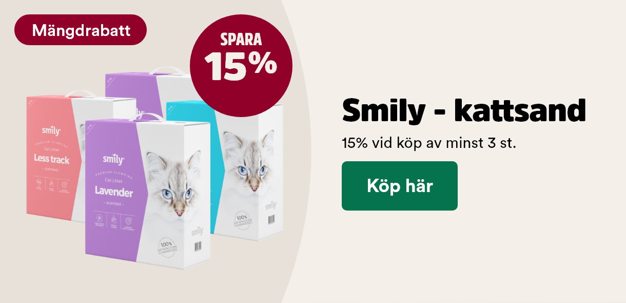 M&auml;ngdrabatt p&aring; Smily kattsand, k&ouml;p minst 3 och f&aring; 15% rabatt
