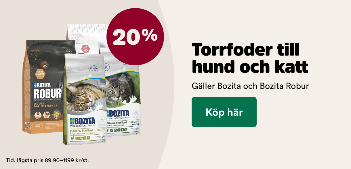 20% p&aring; Bozita & Bozita Robur torrfoder till hund och katt t o m 1 november, k&ouml;p h&auml;r
