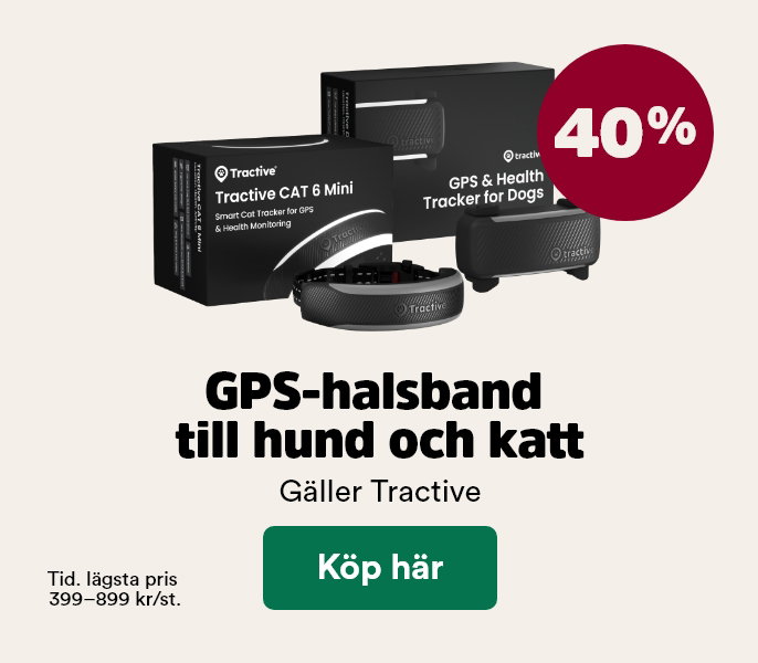 40% p&aring; Tractive gps till hund och katt t o m 28/6 - visa produkter
