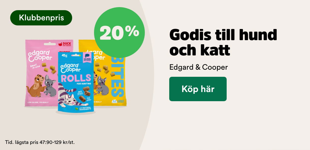 20% p&aring; Edgard&Cooper hundgodis och kattgodis f&ouml;r Klubbenmedlemmar t o m 28/2 - k&ouml;p h&auml;r