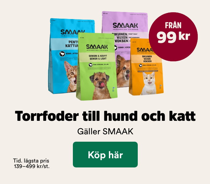 SMAAK torrfoder fr&aring;n 99 kr till hund och katt t o m 4/10, k&ouml;p h&auml;r