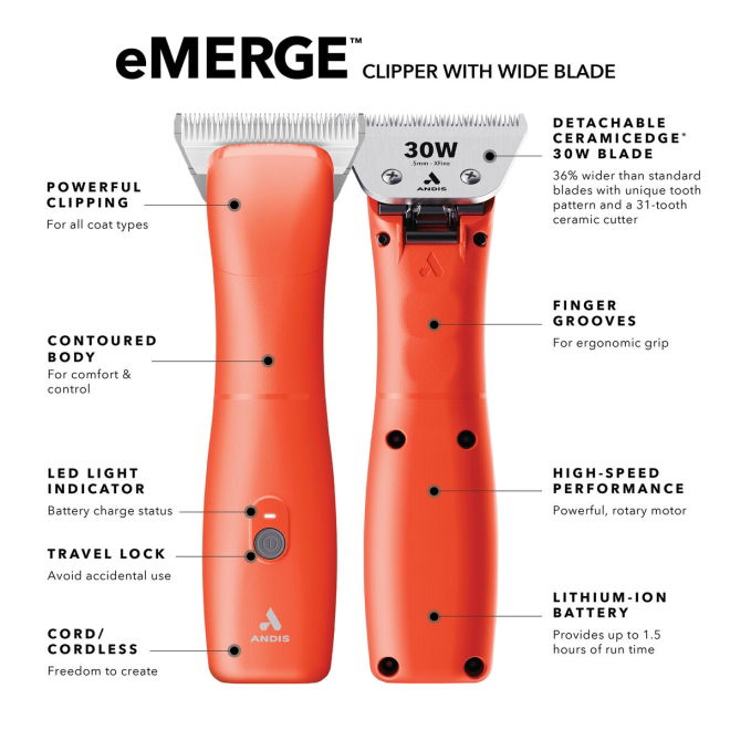 Andis eMERGE Wide Klippmaskin Orange