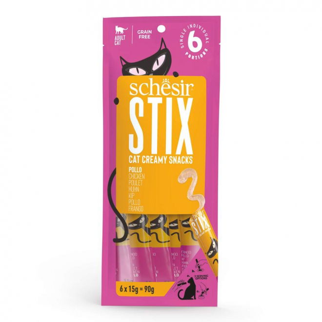 Schesir Cat Treat STIX Kyckling 6x15 g