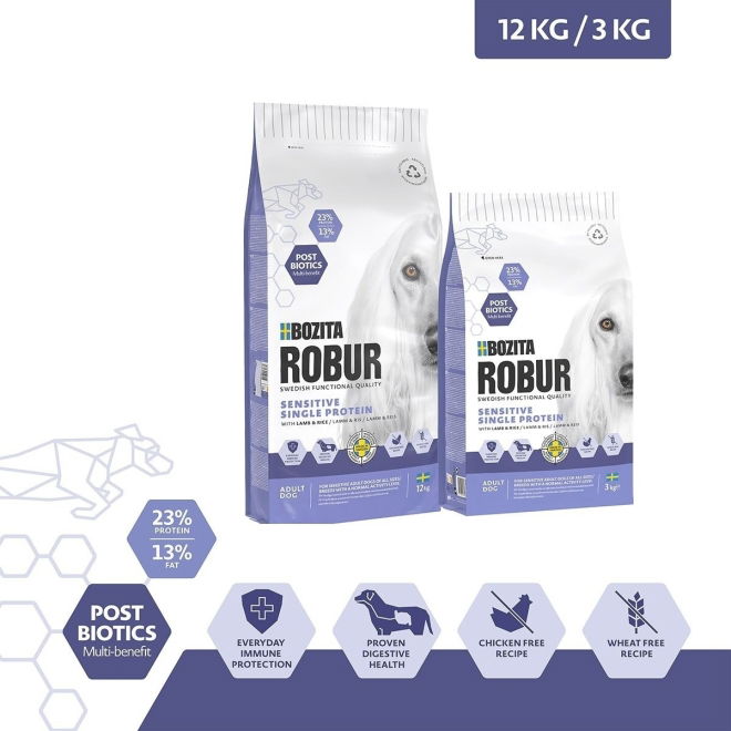 Bozita Robur Dog Adult Sensitive Single Protein Lamm & Ris (12 kg)