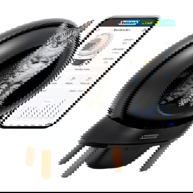 PetSafe SmartSpin Sj&auml;lvrensande Kattl&aring;da Svart