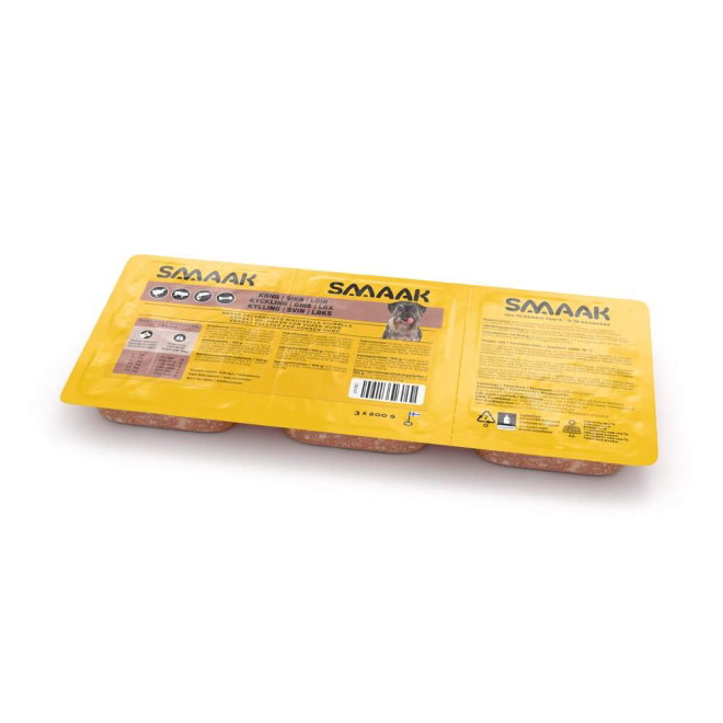 SMAAK Raw Complete Dog Adult Kyckling, Gris & Lax (3 x 200 g)