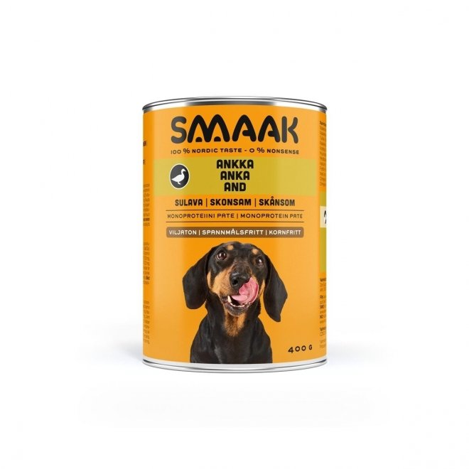 SMAAK Dog Adult Spannmålsfri Skonsam Anka 400 g