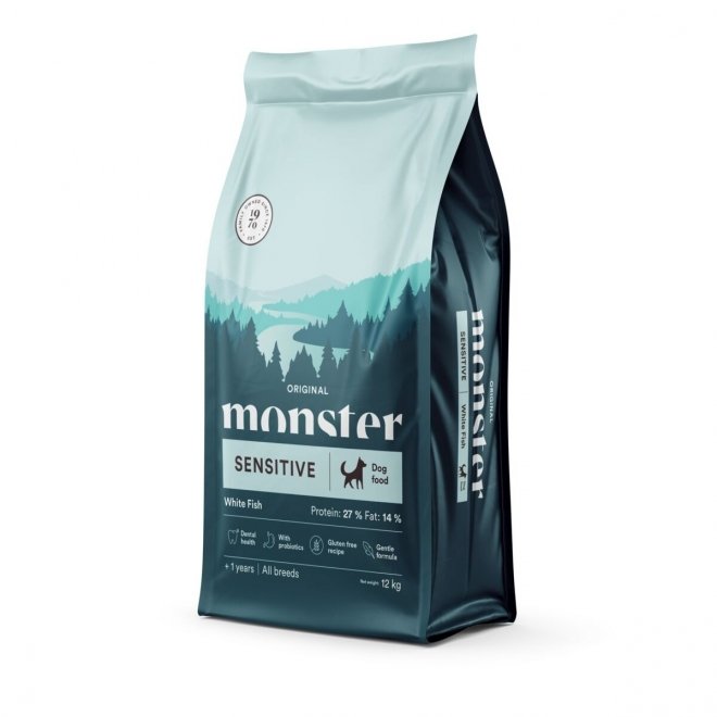 Monster Dog Adult All Breed Sensitive Vit Fisk (12 kg)