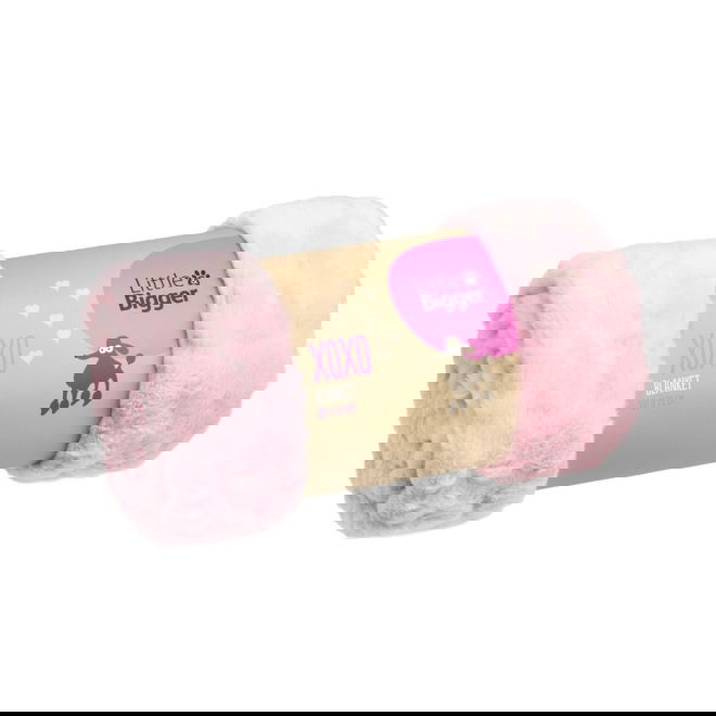 Little&Bigger XOXO Rosa Filt med Hj&auml;rtan