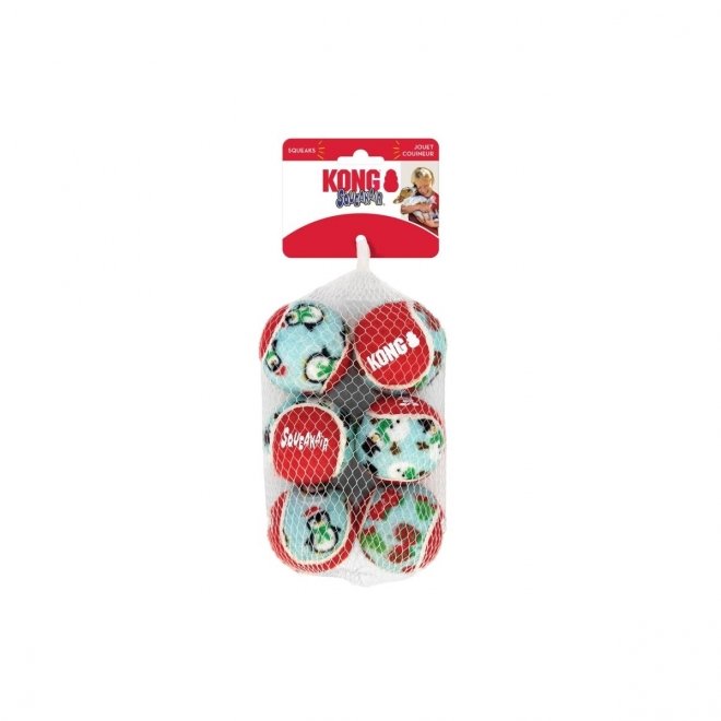 KONG Holiday SqueakAir Hundbollar 6-pack M