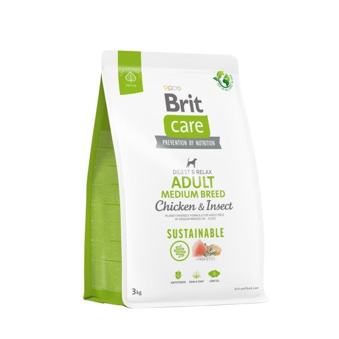 Brit Care Dog Adult Sustainable Medium Breed Chicken & Insect (3 kg)