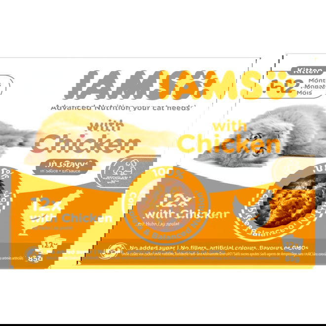 Iams Delights in Gravy Multipack Kitten Chicken 12x85 g