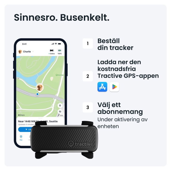 Tractive GPS & Health Tracker för Hund Svart