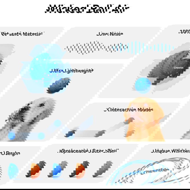 Cheerble Wicked Air Interakiv Hundboll (Blå)