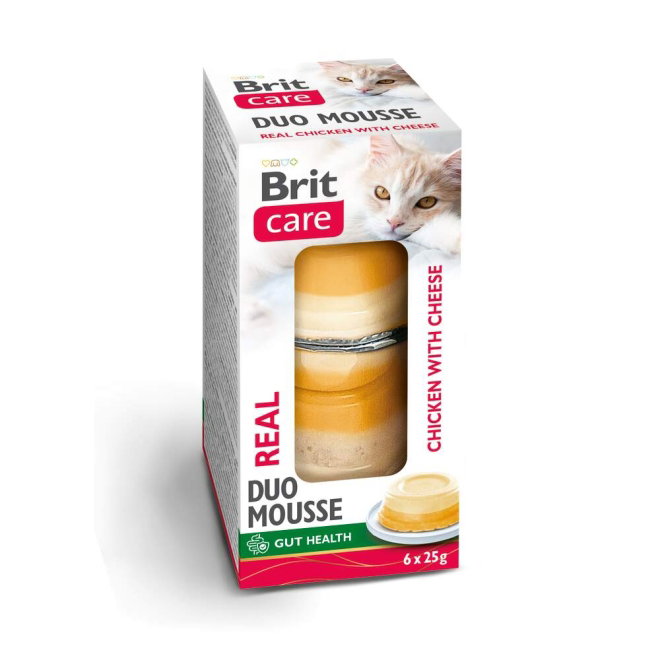 Brit Care Cat Adult Double Layer Mousse Real Chicken & Cheese 6x25 g