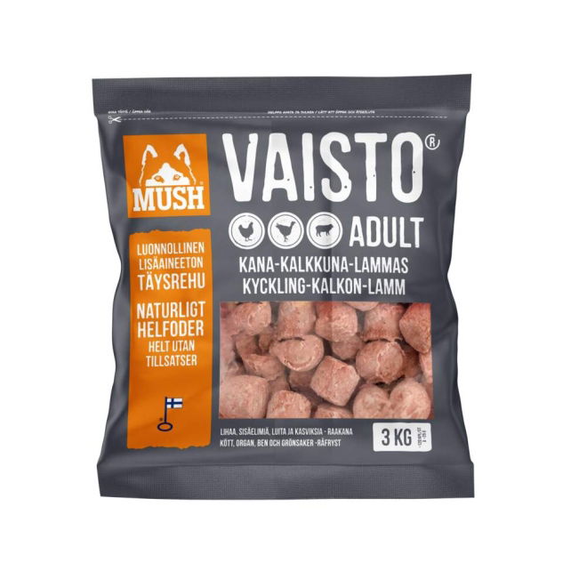 Mush Vaisto Grå Kalkon, Kyckling & Lamm 3 kg