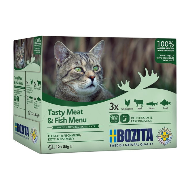 Bozita Kött & Fisk i gelé Mutlipack 12x85 g