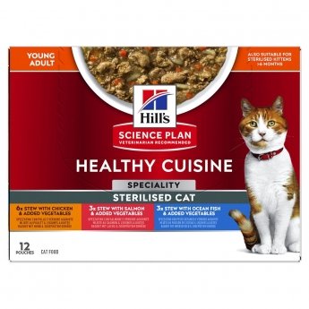 Hill&#39;s Science Plan Feline Adult Sterilised Healthy Cuisine Mixed Stews 12x80 g