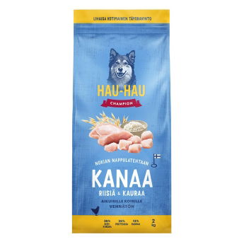 Hau-Hau Champion Kana, riisi ja kaura suurille koirille (2 kg)