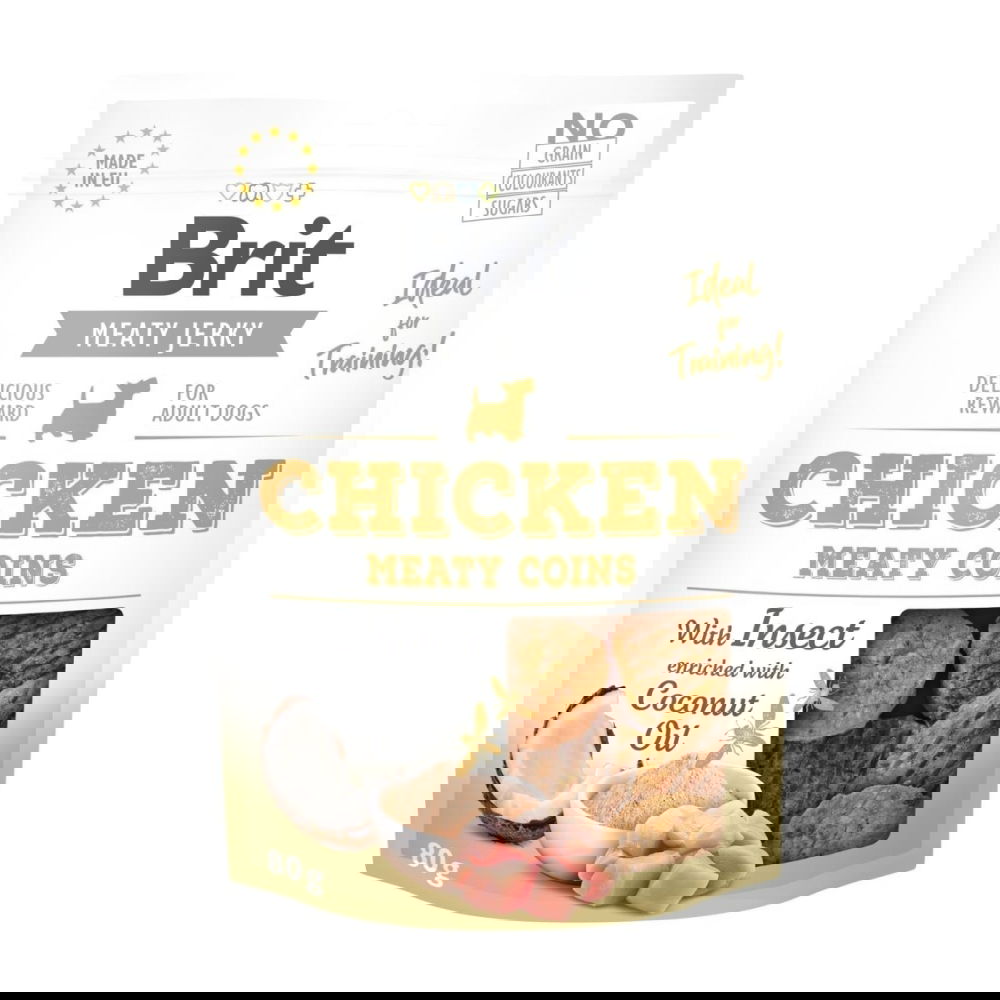 Brit Care Jerky Meaty Coins kana ja hyönteiset (80 g)