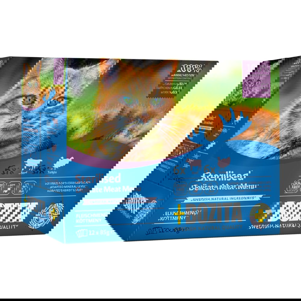 Bozita Indoor & Sterilised lihalajitelma hyytelössä 12x85 g