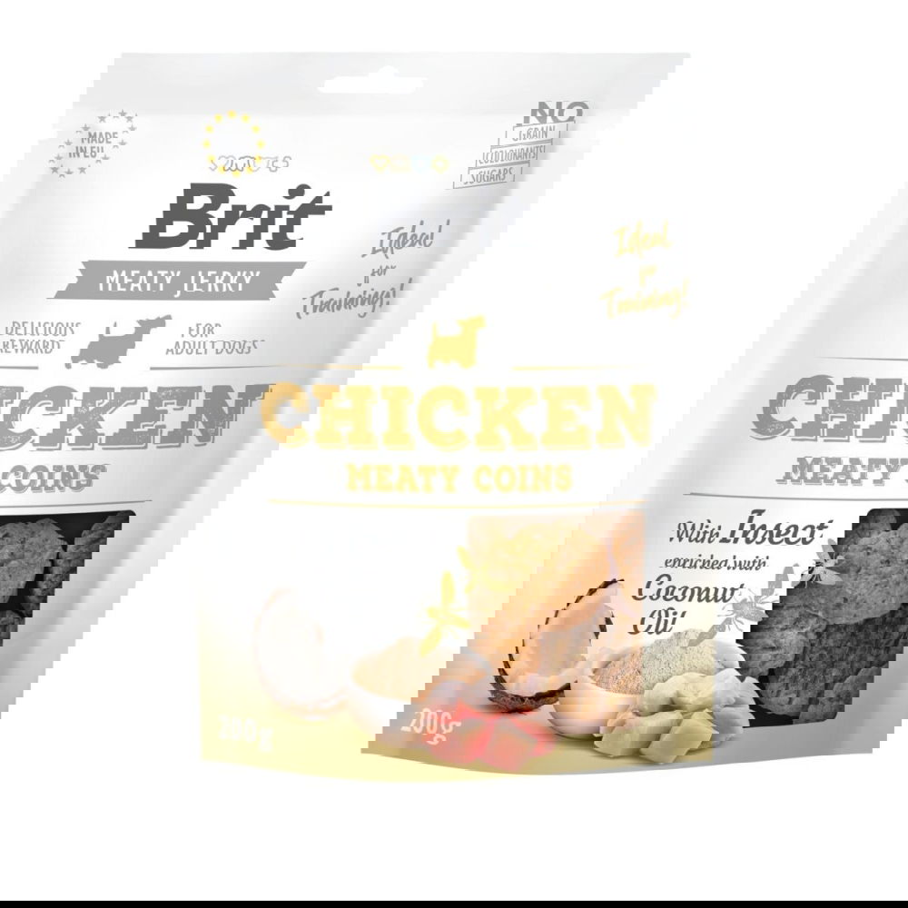 Brit Care Jerky Meaty Coins kana ja hyönteiset (200 g)