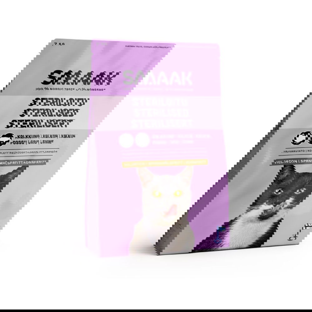 SMAAK viljaton steriloidun kissan ruoka, kalkkuna-possu (7 kg) SMAAK viljaton steriloidun kissan ruoka, kalkkuna-possu (7 kg)