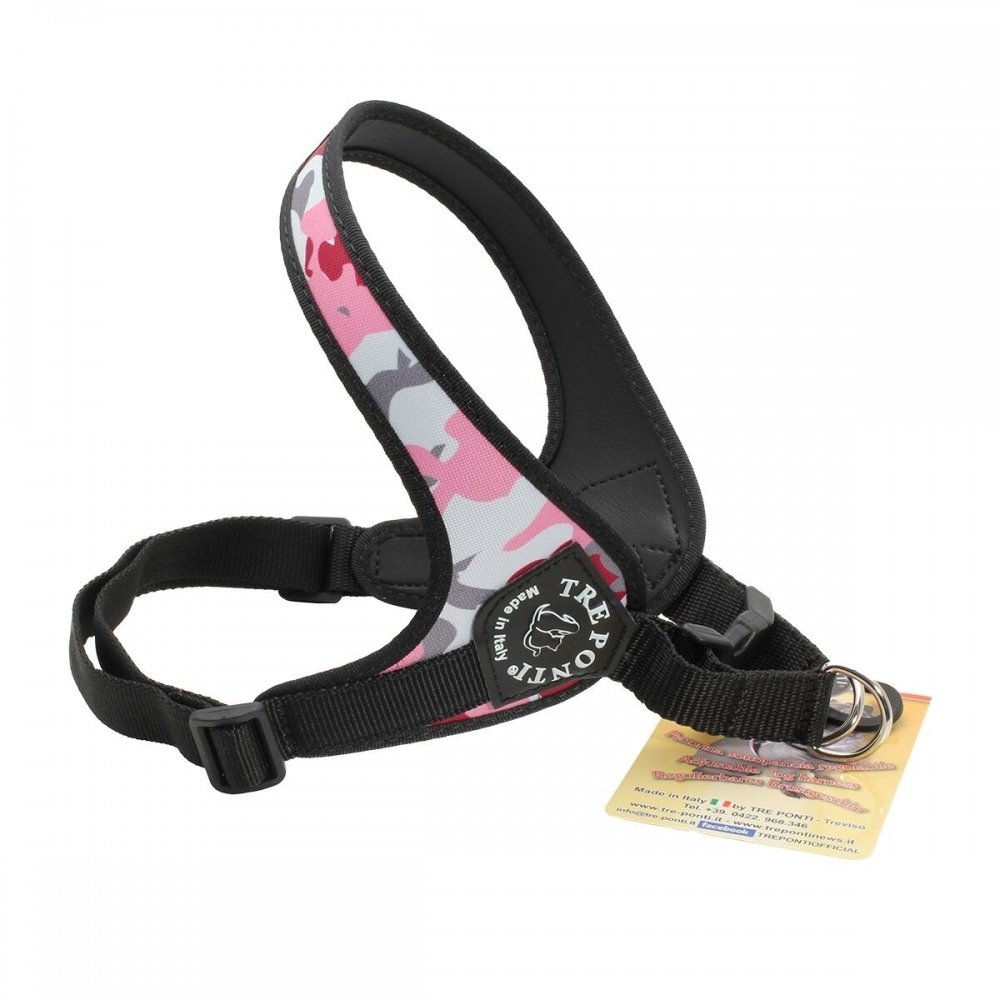 Tre Ponti säädettävät valjaat, pink camo (2,5)