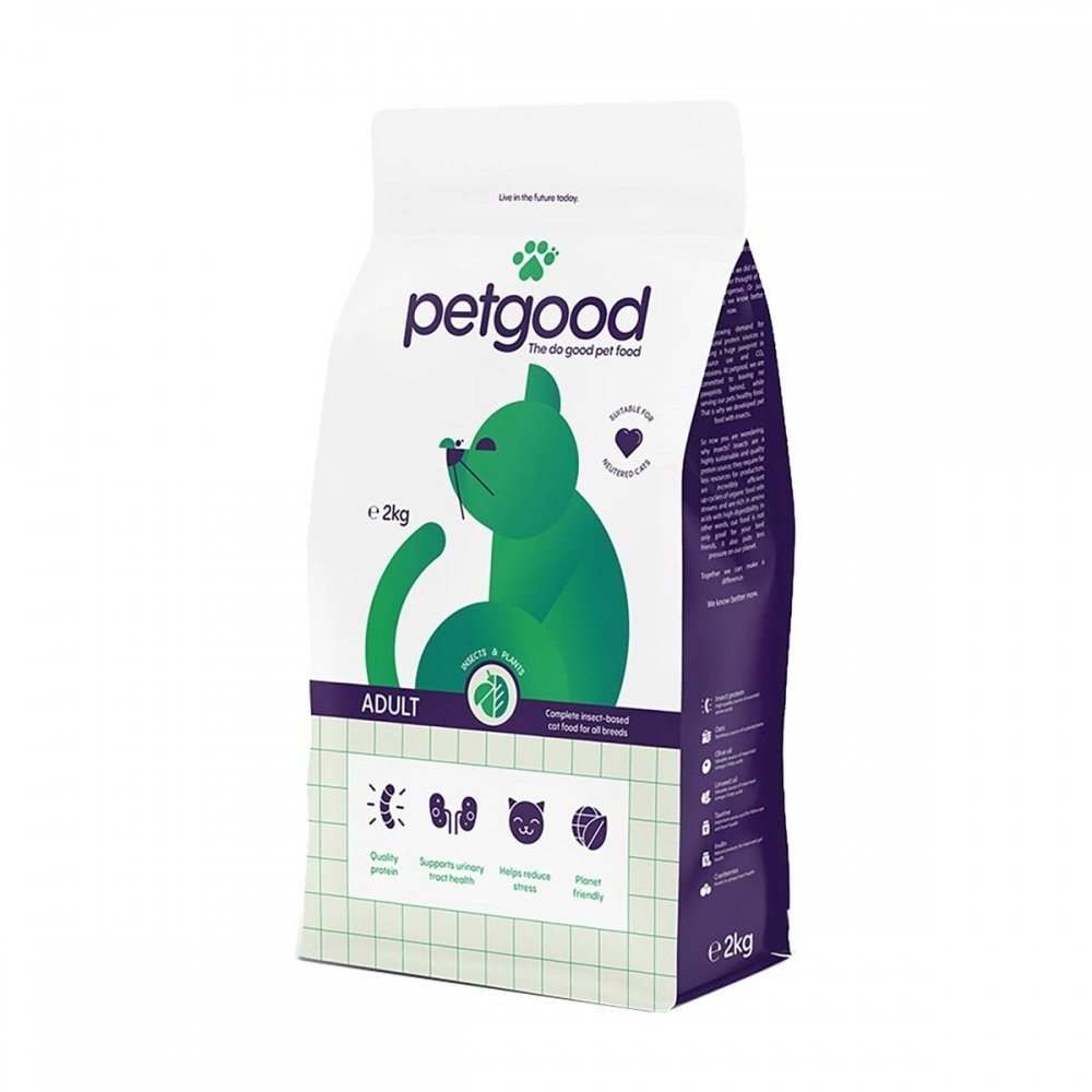Petgood hyönteispohjainen premiumruoka aikuiselle kissalle (2 kg)